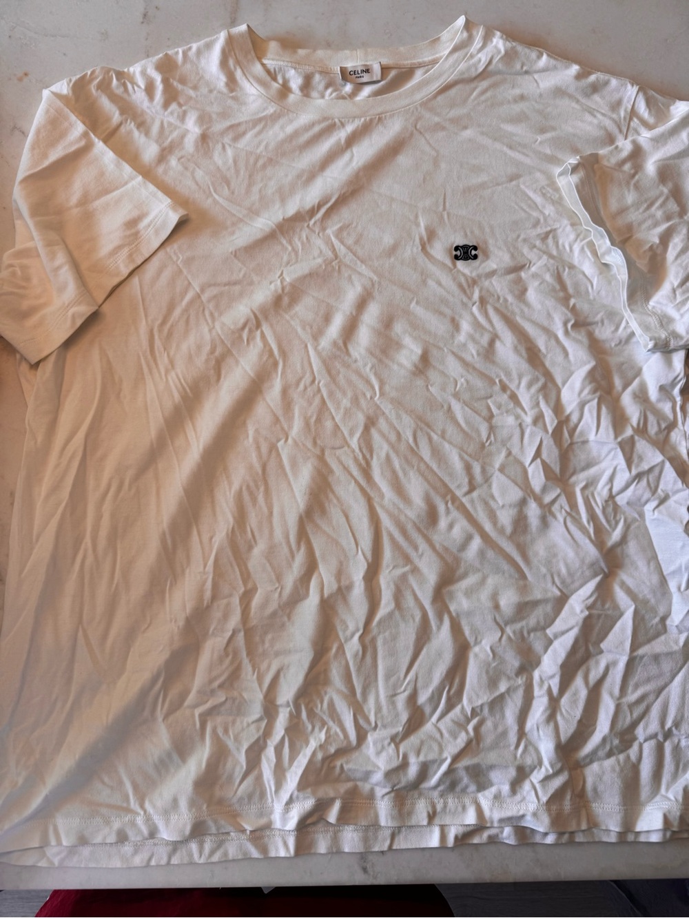Celine White Short Sleeve Logo Tee for Men
